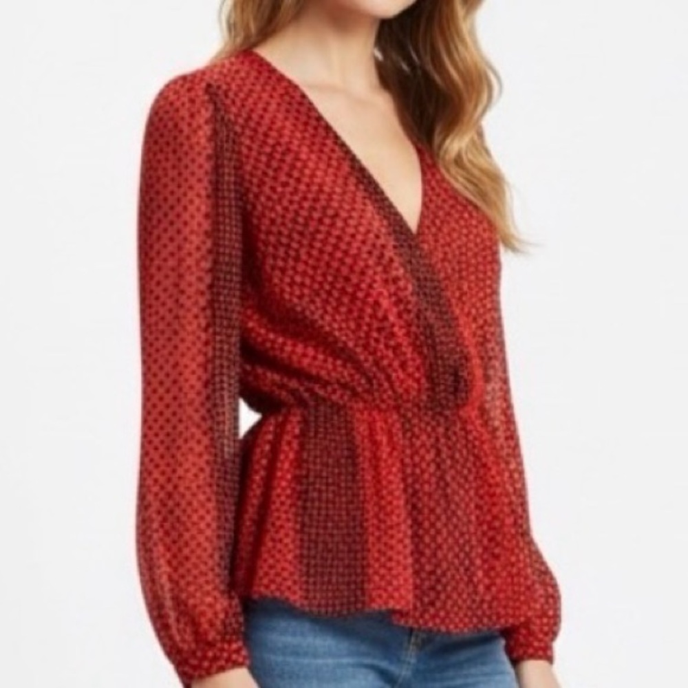Size M, Michael Kors Orange /brown Blouse - Picture 6 of 7